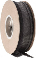 Techflex - Black Braided Cable Sleeve - 25' Coil Length, -103 to 257°F - Industrial Tool & Supply
