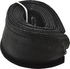 Techflex - Black Braided Cable Sleeve - 10' Coil Length, -103 to 257°F - Industrial Tool & Supply