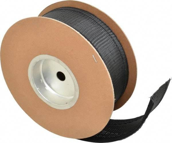 Techflex - Black Braided Cable Sleeve - 25' Coil Length, -103 to 257°F - Industrial Tool & Supply