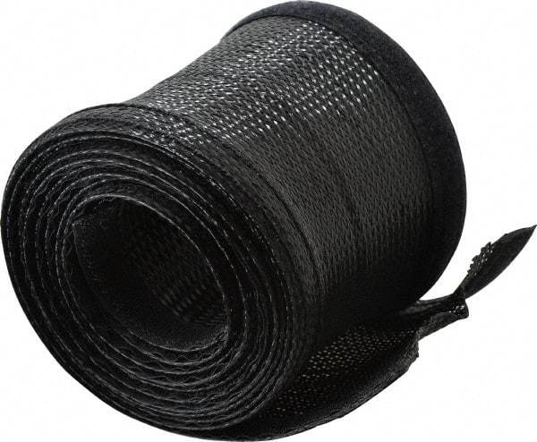 Techflex - Black Braided Cable Sleeve - 10' Coil Length, -103 to 257°F - Industrial Tool & Supply