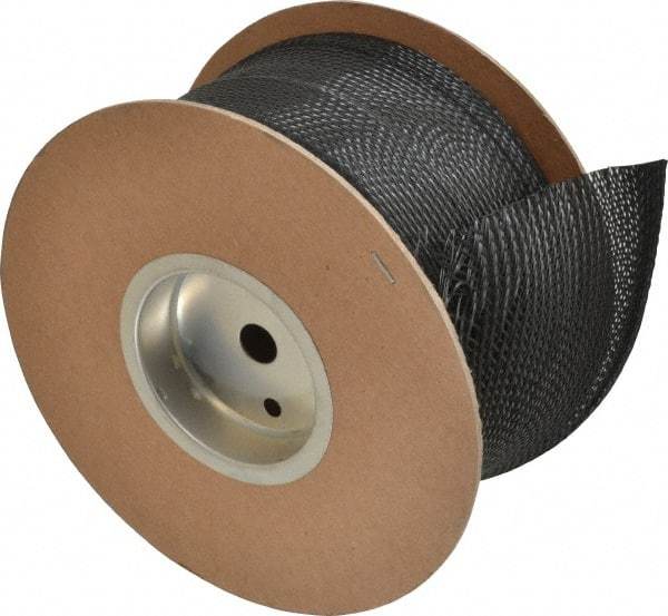 Techflex - Black Braided Cable Sleeve - 25' Coil Length, -103 to 257°F - Industrial Tool & Supply
