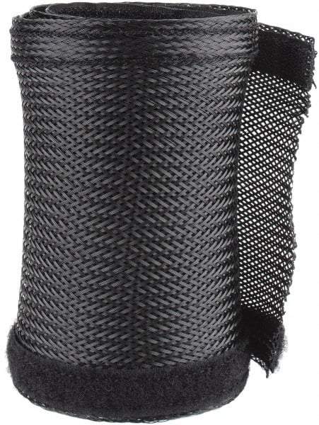 Techflex - Black Braided Cable Sleeve - 3' Coil Length, -103 to 257°F - Industrial Tool & Supply