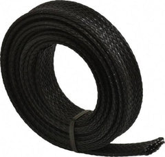 Techflex - Black Braided Expandable Cable Sleeve - 10' Coil Length, -103 to 257°F - Industrial Tool & Supply