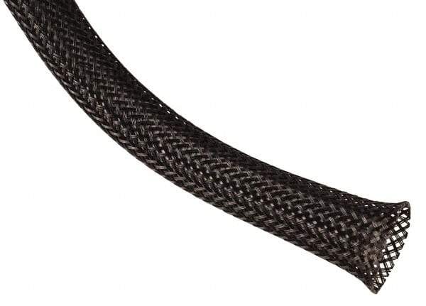 Techflex - Black Braided Expandable Cable Sleeve - 50' Coil Length, -103 to 257°F - Industrial Tool & Supply