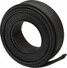 Techflex - Black Braided Expandable Cable Sleeve - 10' Coil Length, -103 to 257°F - Industrial Tool & Supply