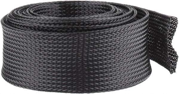 Techflex - Black Braided Expandable Cable Sleeve - 10' Coil Length, -103 to 257°F - Industrial Tool & Supply