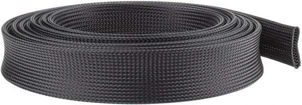 Techflex - Black Braided Expandable Cable Sleeve - 10' Coil Length, -103 to 257°F - Industrial Tool & Supply