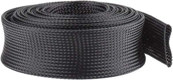 Techflex - Black Braided Expandable Cable Sleeve - 10' Coil Length, -103 to 257°F - Industrial Tool & Supply