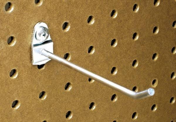 Triton - 3/16" Diam, 4" Long Single Angled End Pegboard Hook - 4-5/8" Projection, 30° Bend, 1/2" Bend Length, Steel - Industrial Tool & Supply
