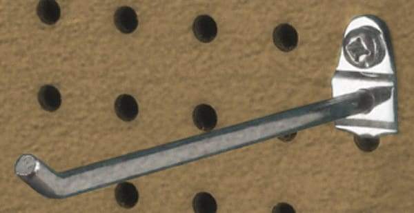 Triton - 1/4" Diam, 8" Long Single Angled End Pegboard Hook - 8-5/8" Projection, 30° Bend, 1/2" Bend Length, Steel - Industrial Tool & Supply