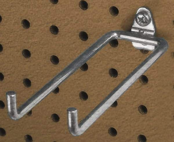 Triton - 1/4" Diam, 5-3/4" Long Double Arm Pegboard Hook - 6-1/4" Projection, 80° Bend, 3/4" Bend Length, Steel - Industrial Tool & Supply