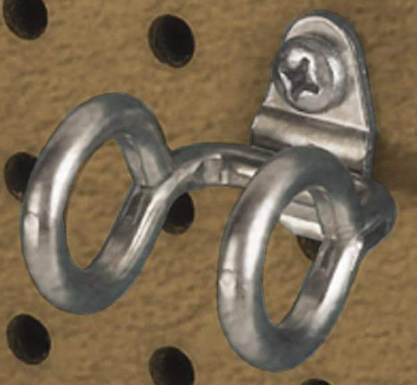 Triton - 3/4" ID, 1/4" Diam, 1-13/16" Long Double Ring Tool Holder Pegboard Hook - 4-1/16" Projection, Steel - Industrial Tool & Supply