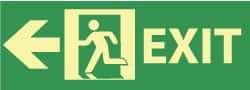 NMC - Exit, Pressure Sensitive Vinyl Exit Sign - 14" Wide x 5" High, Glow-in-the-Dark - Industrial Tool & Supply