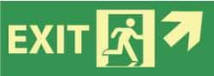 NMC - Exit, Pressure Sensitive Vinyl Exit Sign - 14" Wide x 5" High, Glow-in-the-Dark - Industrial Tool & Supply