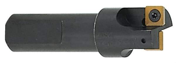 Cutting Tool Technologies - 1" Cut Diam, 0.34" Max Depth of Cut, 3/4" Shank Diam, 3-1/4" OAL, Indexable Square Shoulder Centercutting End Mill - SPEB 322, SPEH 322 Inserts, Flatted Shank, 90° Lead Angle, Through Coolant - Industrial Tool & Supply