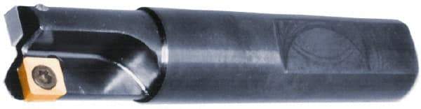Cutting Tool Technologies - 3/8" Cut Diam, 0.23" Max Depth of Cut, 3/8" Shank Diam, 2-1/4" OAL, Indexable Square Shoulder End Mill - SDEB 21.51 Inserts, Weldon Shank, 90° Lead Angle, Through Coolant - Industrial Tool & Supply