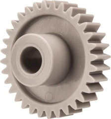 Made in USA - 20 Pitch, 1.6" Pitch Diam, 1.7" OD, 32 Tooth Spur Gear - 3/8" Face Width, 3/8" Bore Diam, 47/64" Hub Diam, 20° Pressure Angle, Acetal - Industrial Tool & Supply