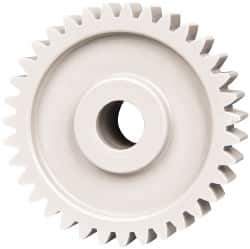 Made in USA - 20 Pitch, 1-3/4" Pitch Diam, 1.85" OD, 35 Tooth Spur Gear - 3/8" Face Width, 3/8" Bore Diam, 47/64" Hub Diam, 20° Pressure Angle, Acetal - Industrial Tool & Supply