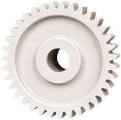 Made in USA - 20 Pitch, 1-3/4" Pitch Diam, 1.85" OD, 35 Tooth Spur Gear - 3/8" Face Width, 3/8" Bore Diam, 47/64" Hub Diam, 20° Pressure Angle, Acetal - Industrial Tool & Supply