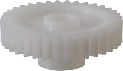 Made in USA - 20 Pitch, 1.8" Pitch Diam, 1.9" OD, 36 Tooth Spur Gear - 3/8" Face Width, 3/8" Bore Diam, 47/64" Hub Diam, 20° Pressure Angle, Acetal - Industrial Tool & Supply