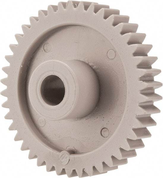 Made in USA - 20 Pitch, 2.1" Pitch Diam, 2.2" OD, 42 Tooth Spur Gear - 3/8" Face Width, 3/8" Bore Diam, 47/64" Hub Diam, 20° Pressure Angle, Acetal - Industrial Tool & Supply