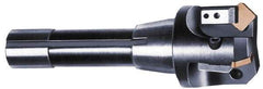 APT - 15° Lead Angle, 2" Max Cut Diam, 0.4063" Max Depth of Cut, Indexable Chamfer and Angle End Mill - 3 Inserts, SPC 42ZR, SPG 42., SPU 42. Insert Style, 3" OAL, Straight Shank - Industrial Tool & Supply