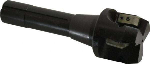 APT - 15° Lead Angle, 2" Max Cut Diam, 2" Min Cut Diam, 0.4063" Max Depth of Cut, Indexable Chamfer and Angle End Mill - 3 Inserts, SPG, SPU Insert Style, 5" OAL, Taper Shank - Industrial Tool & Supply