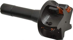 APT - 15° Lead Angle, 3" Max Cut Diam, 3" Min Cut Diam, 0.4063" Max Depth of Cut, Indexable Chamfer and Angle End Mill - 5 Inserts, SPG, SPU Insert Style, 5" OAL, Taper Shank - Industrial Tool & Supply