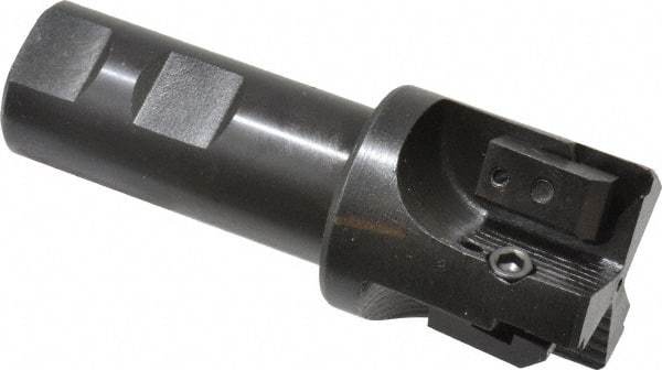 APT - 1-1/2" Cut Diam, 0.65" Max Depth of Cut, 1" Shank Diam, 3-7/8" OAL, Indexable Square Shoulder End Mill - TPC 32..., TPG 32., TPU 32. Inserts, Weldon Shank, 90° Lead Angle, Series Tri-Dex - Industrial Tool & Supply