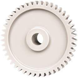 Made in USA - 20 Pitch, 2-1/4" Pitch Diam, 2.35" OD, 45 Tooth Spur Gear - 3/8" Face Width, 3/8" Bore Diam, 47/64" Hub Diam, 20° Pressure Angle, Acetal - Industrial Tool & Supply