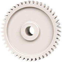 Made in USA - 20 Pitch, 2-1/4" Pitch Diam, 2.35" OD, 45 Tooth Spur Gear - 3/8" Face Width, 3/8" Bore Diam, 47/64" Hub Diam, 20° Pressure Angle, Acetal - Industrial Tool & Supply