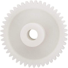 Made in USA - 24 Pitch, 1-7/8" Pitch Diam, 1.958" OD, 45 Tooth Spur Gear - 1/4" Face Width, 5/16" Bore Diam, 43/64" Hub Diam, 20° Pressure Angle, Acetal - Industrial Tool & Supply