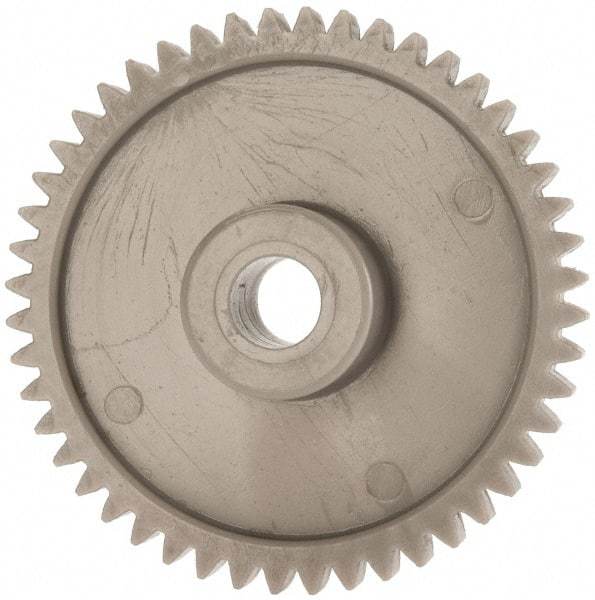 Made in USA - 48 Pitch, 2" Pitch Diam, 2.083" OD, 48 Tooth Spur Gear - 1/4" Face Width, 5/16" Bore Diam, 43/64" Hub Diam, 20° Pressure Angle, Acetal - Industrial Tool & Supply