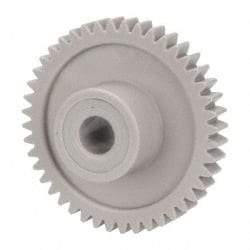 Made in USA - 32 Pitch, 1-3/8" Pitch Diam, 1-7/16" OD, 44 Tooth Spur Gear - 3/16" Face Width, 1/4" Bore Diam, 39/64" Hub Diam, 20° Pressure Angle, Acetal - Industrial Tool & Supply