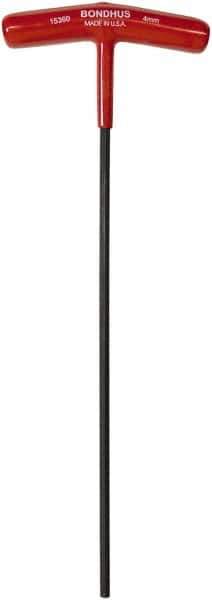 Bondhus - 4mm Hex, T-Handle Cushion Grip, Hex Key - 229mm OAL, Metric System of Measurement - Industrial Tool & Supply