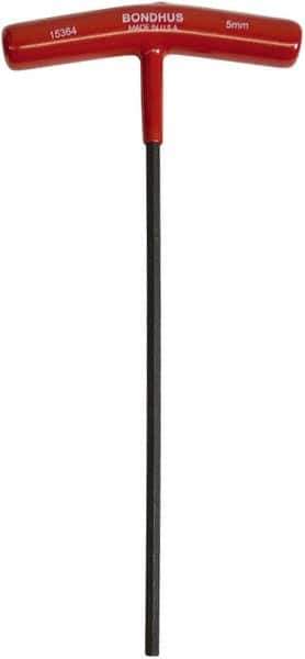 Bondhus - 5mm Hex, T-Handle Cushion Grip, Hex Key - 229mm OAL, Metric System of Measurement - Industrial Tool & Supply