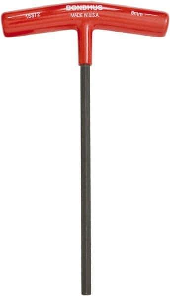 Bondhus - 8mm Hex, T-Handle Cushion Grip, Hex Key - 229mm OAL, Metric System of Measurement - Industrial Tool & Supply