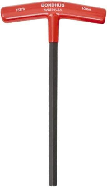 Bondhus - 10mm Hex, T-Handle Cushion Grip, Hex Key - 9" OAL, Protanium High Torque Steel, Metric System of Measurement - Industrial Tool & Supply