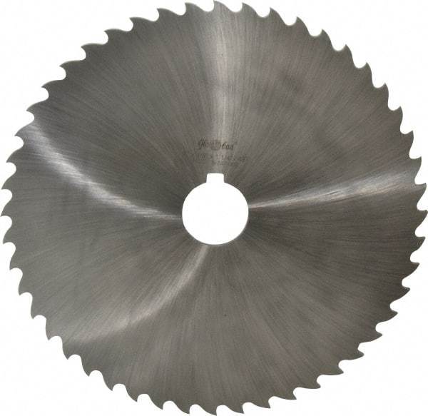 Value Collection - 8" Diam x 1/8" Blade Thickness x 1-1/4" Arbor Hole Diam, 48 Tooth Slitting and Slotting Saw - Arbor Connection, Right Hand, Uncoated, High Speed Steel, Concave Ground, Contains Keyway - Industrial Tool & Supply