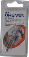 Dremel - 1/8" Diam, High Speed Steel Diamond Pattern Router Bit - Right Hand Cut, 61mm Overall Length, 1/8" Shank Diam, Use on Cement Board, Ceramic Wall Tile, Plaster - Industrial Tool & Supply
