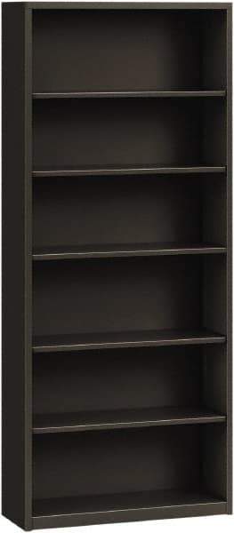 Hon - 6 Shelf, 81-1/8" High x 34-1/2" Wide Bookcase - 12-5/8" Deep, Steel, Charcoal - Industrial Tool & Supply