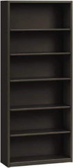 Hon - 6 Shelf, 81-1/8" High x 34-1/2" Wide Bookcase - 12-5/8" Deep, Steel, Charcoal - Industrial Tool & Supply