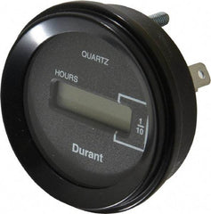 Durant - Supertwist LCD Display Hour Meter - 58.4mm High, 12VDC-60VAC Voltage, Solid State Hourmeter Round - Industrial Tool & Supply