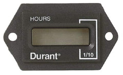 Durant - Supertwist LCD Display Hour Meter - 31.1mm High, 12VDC-60VAC Voltage, Solid State Hourmeter Rectangular - Industrial Tool & Supply