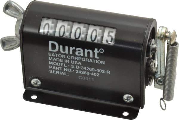 Durant - 5 Digit Wheel Display Counter - Side Wingnut Reset - Industrial Tool & Supply