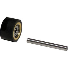 Dynabrade - 5/8" Diam x 3/8" Wide Contact Wheel Assembly - 3/8" Arbor Hole, Crowned, 70 Duro Rubber Face - Industrial Tool & Supply