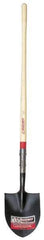 Razor-Back - 12" High x 8-3/4" Wide Round Steel Shovel - 48" Long Wood Straight Handle, Front Turned - Industrial Tool & Supply