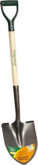 UnionTools - 11-1/2" High x 8-5/8" Wide Round Steel Shovel - 28" Long Wood D-Grip Handle, Front Turned - Industrial Tool & Supply