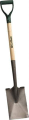 UnionTools - 12" High x 7-1/4" Wide Square Steel Spade - 28" Long Wood D-Grip Handle, Turned - Industrial Tool & Supply