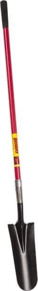 Razor-Back - 14" High x 6" Wide Tapered Steel Spade - 48" Long Fiberglass Straight Handle, Front Turned - Industrial Tool & Supply
